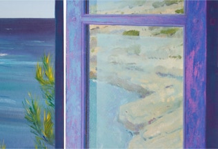 'The Never Ending Waves Mark The Passage Of Time 'Triptych oil painting by Paul Critchley, detail