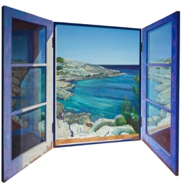   The Never Ending Waves Mark The Passage Of Time  Triptych, oil on canvas on hardboard    144 x 76 cm closed, 144 x 142 cm open 