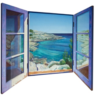 Triptych by Paul Critchley : The Never Ending Waves Mark The Passage Of Time ~ 144 x 142 cm closed, 144 x 76 cm open