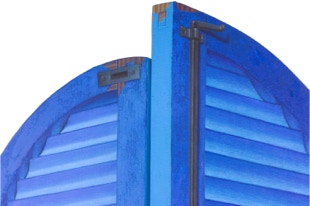 Triptych oil painting by Paul Critchley Titled "Where is it?""It's a secret"