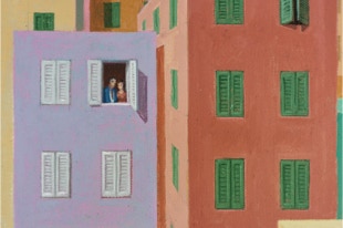 Triptych painting 'Urban Jungle' by Paul Critchley, detail open