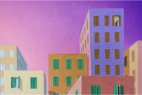 Triptych painting 'Urban Jungle' by Paul Critchley, detail open