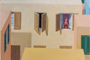 Triptych painting 'Urban Jungle' by Paul Critchley, detail open