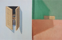 Triptych painting 'Urban Jungle' by Paul Critchley, detail open