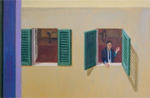 Triptych painting 'Urban Jungle' by Paul Critchley, detail open