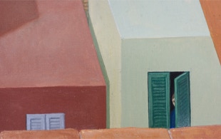 Triptych painting 'Urban Jungle' by Paul Critchley, detail open