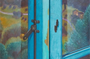 Triptych, The Life Outside, oil painting, closed detail