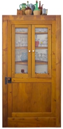 The altruistic hero who helps an ant deliver a flower to his partner. 200 x 150 x 150 cm  Corner painting, 14 separate pieces. Triptych and diptych with glass. Interchangable bottles and coffee pots. 