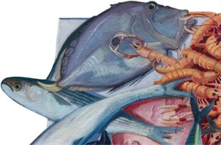 Shaped painting 'The Unschooled School' by Paul Critchley,detail