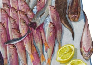 Shaped painting 'The Unschooled School' by Paul Critchley,detail
