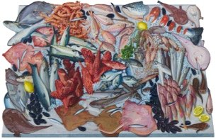 Shaped painting 'The Unschooled School' by Paul Critchley