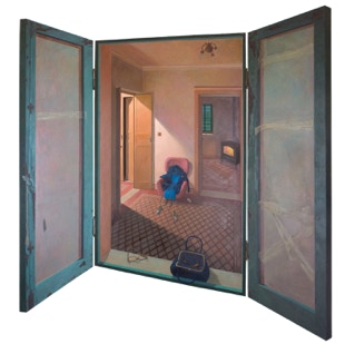 Triptych by Paul Critchley : Angst-ious Moment `170 x 75 cm closed, 170 x 155 cm open