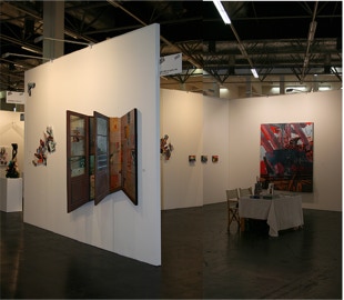 Art.Fair Cologne 2013 view of the stand with paintings by Paul Critchley, Sasja Hagens and Michael  Downs