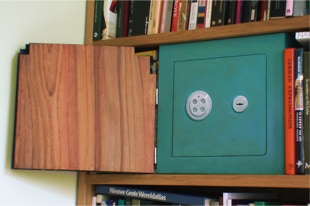 The Music Room Installation, detail of the painted safe, open door