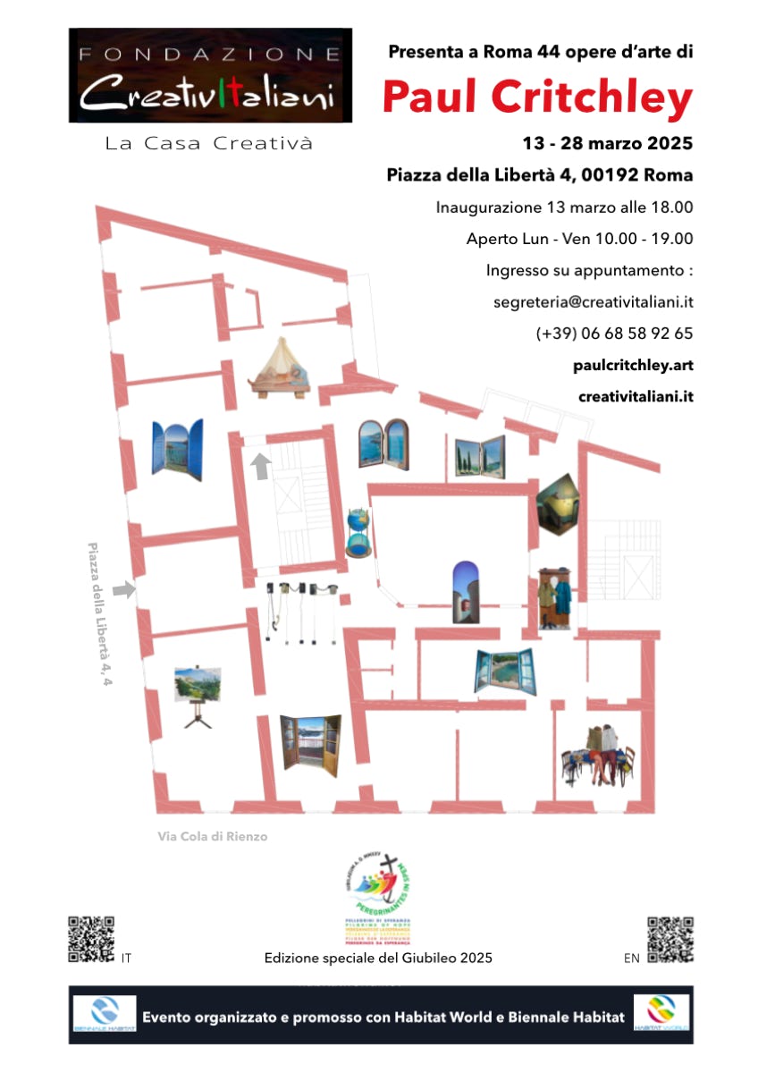 Poster for exhibition at Fondazione Creativi Italiani, Rome, April 2025