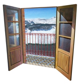 Triptych painting 'Summer and Winter In The Mountains' by Paul Critchley