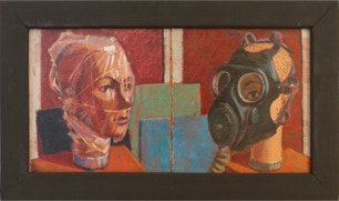 Diptych painting by Paul Critchley. Exhibited by Colin Jellicoe at the 1985 London International Contemporary Art Fair