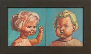Diptych painting by Paul Critchley. Exhibited by Colin Jellicoe at the 1985 London International Contemporary Art Fair