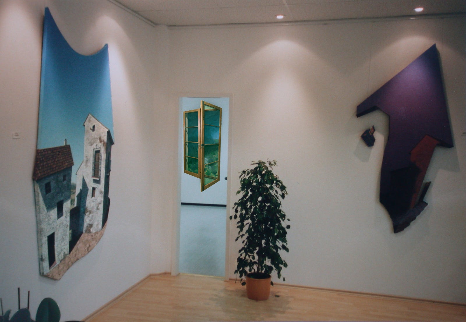 Photo of an exhibition of Paul Critchley's paintings at Zahn Art, Grimma, Germany in 1996 